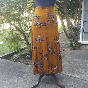Golden Breezy Long Skirt